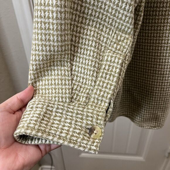 Bad Boy Vintage Shacket Jacket Shirt Button Up Thick Cotton Plaid Brown Green L - Picture 9 of 10